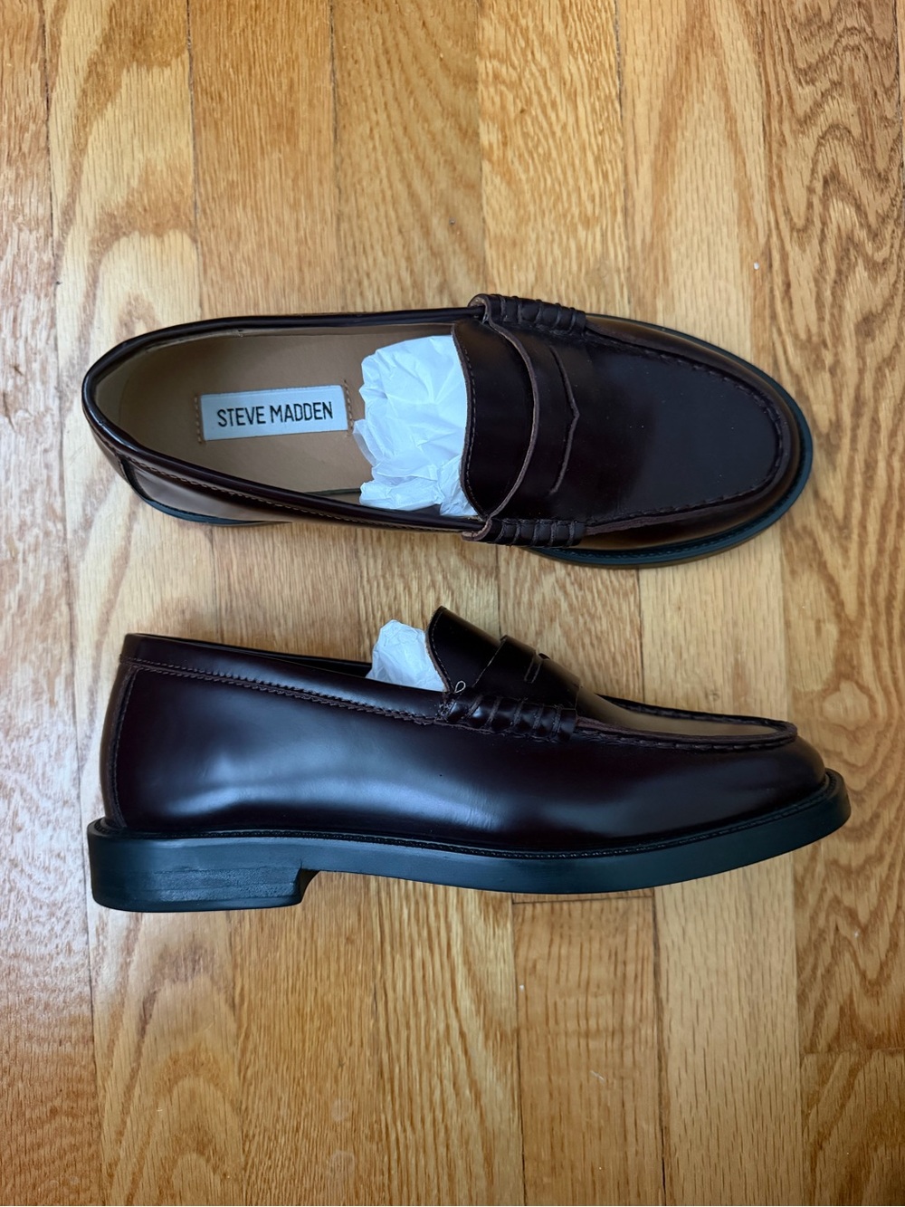 Steve Madden Women's Burgundy Leather Penny Loafers
